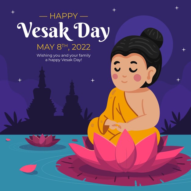 Bezpłatny wektor płaska ilustracja dzień vesak