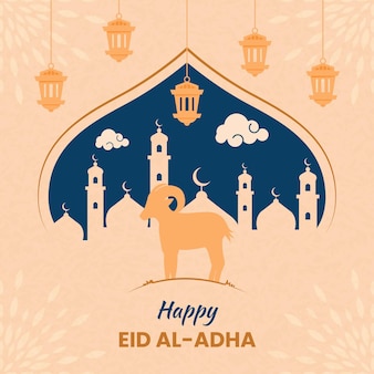 Płaska ilustracja eid al-adha