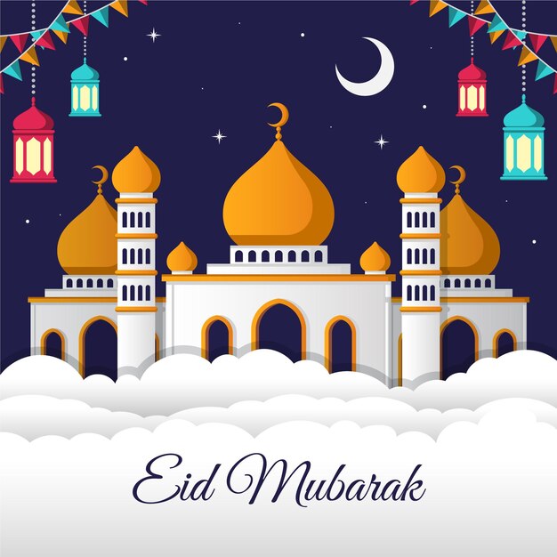 Płaska ilustracja eid al-fitr