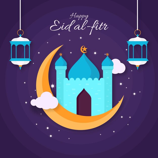 Płaska Ilustracja Eid Al-fitr