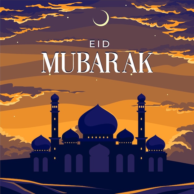 Płaska Ilustracja Eid Al-fitr