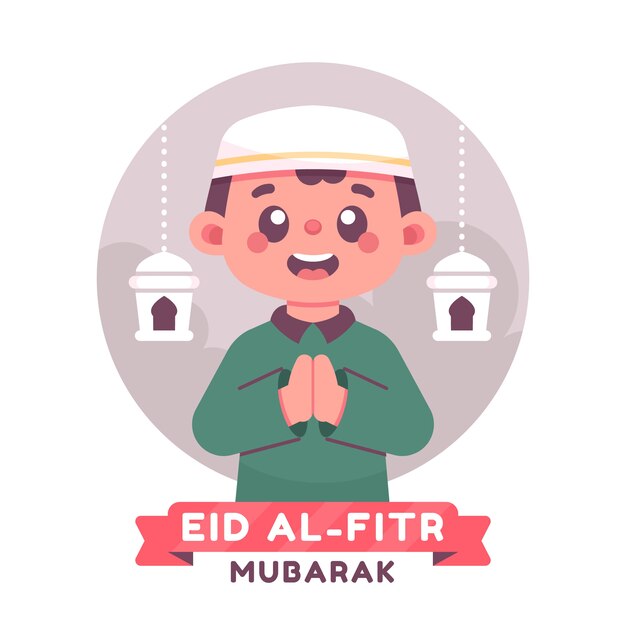 Płaska Ilustracja Eid Al-fitr