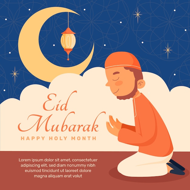 Bezpłatny wektor płaska ilustracja eid al-fitr