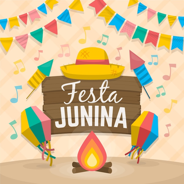 Płaska Ilustracja Festa Junina