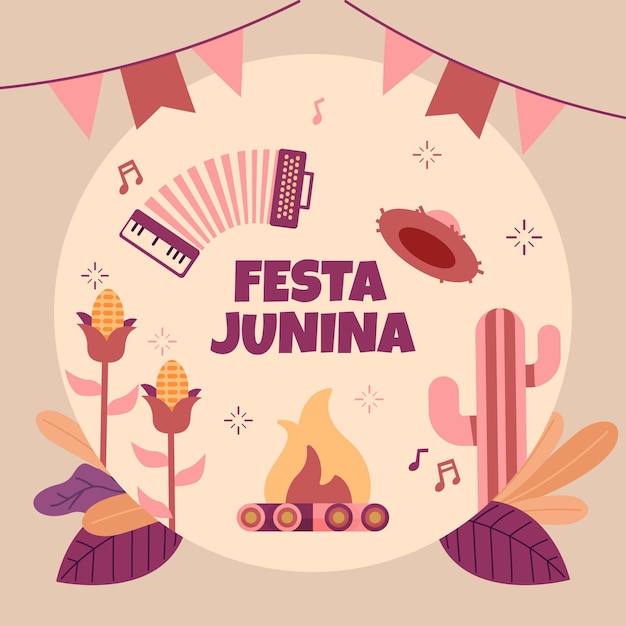 Płaska Ilustracja Festa Junina