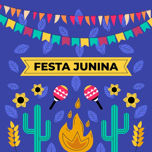 Bezpłatny wektor płaska ilustracja festa junina