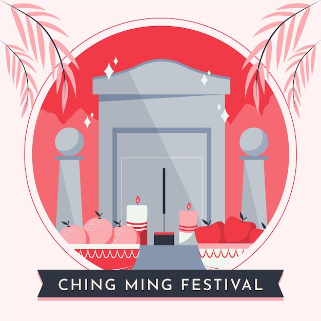 Bezpłatny wektor płaska ilustracja festiwalu ching ming