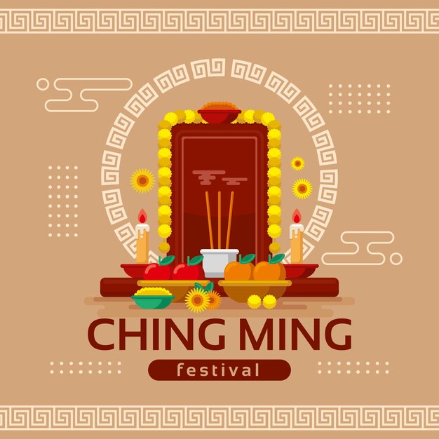 Płaska Ilustracja Festiwalu Ching Ming
