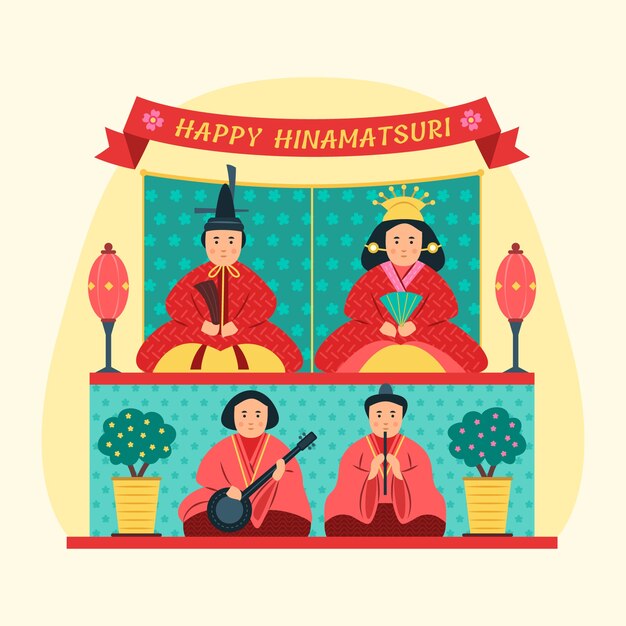 Płaska Ilustracja Festiwalu Hinamatsuri