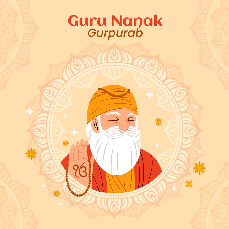 Bezpłatny plik Wektor płaska ilustracja guru nanak gurpurab