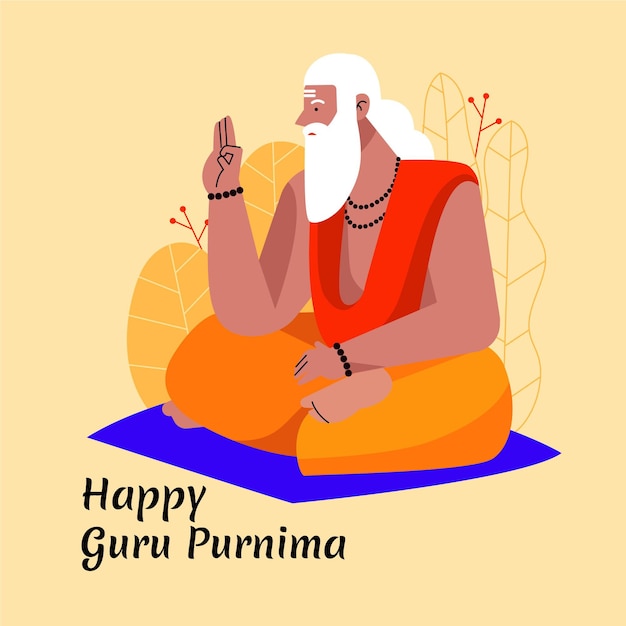 Płaska ilustracja guru purnima