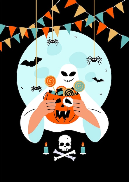 Bezpłatny wektor płaska ilustracja halloween