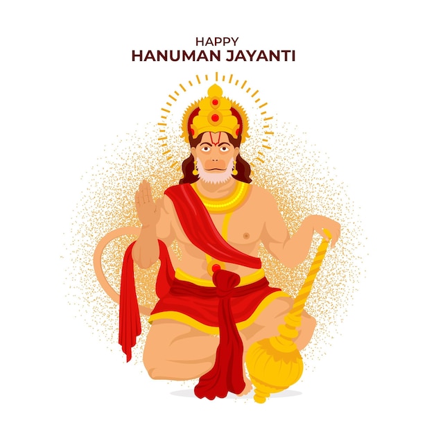 Bezpłatny wektor płaska ilustracja hanuman jayanti