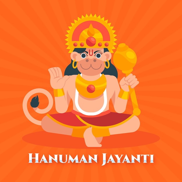 Płaska Ilustracja Hanuman Jayanti