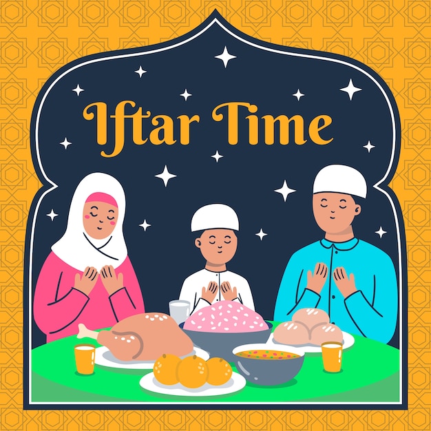 Płaska ilustracja iftar