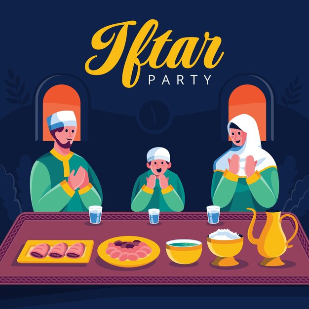 Bezpłatny wektor płaska ilustracja iftar