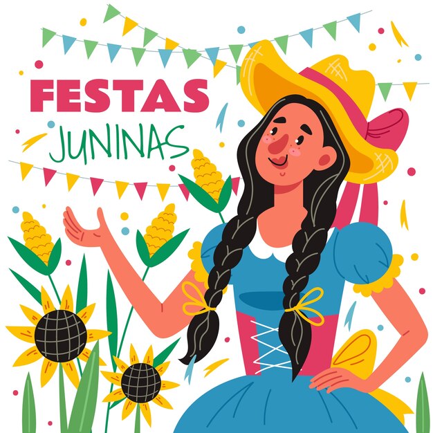 Płaska Ilustracja Juninas Fest