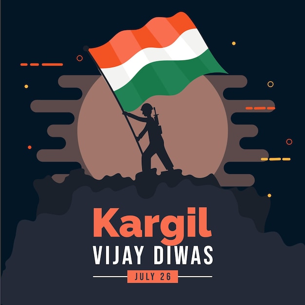 Płaska Ilustracja Kargil Vijay Diwas