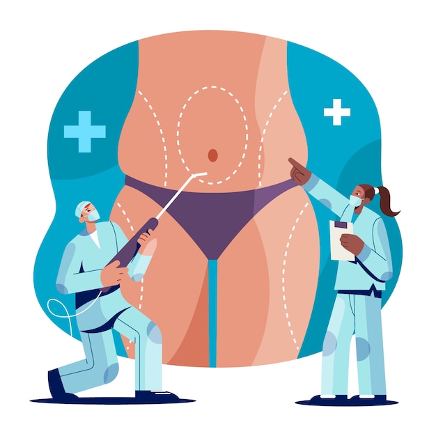 Płaska ilustracja liposukcji