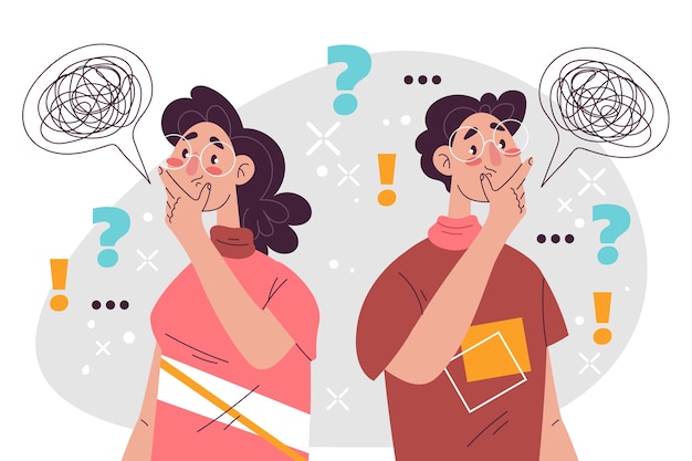 Płaska ilustracja ludzi wzruszających ramionami