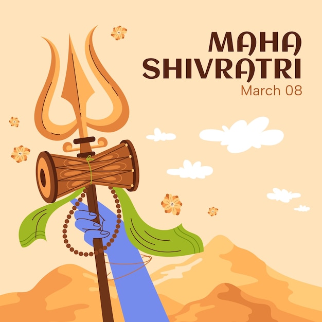 Bezpłatny wektor płaska ilustracja maha shivratri.