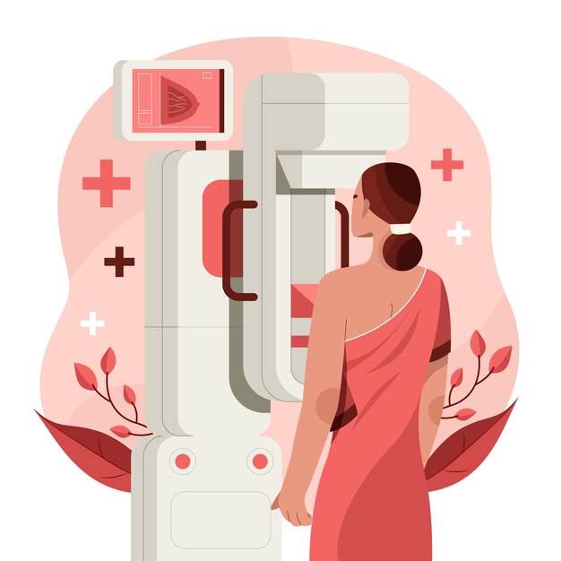 Płaska ilustracja mammografii