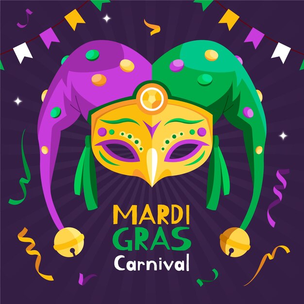 Płaska Ilustracja Mardi Gras