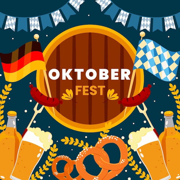 Bezpłatny wektor płaska ilustracja na festiwal oktoberfest