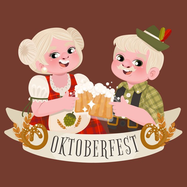 Płaska ilustracja na festiwal oktoberfest