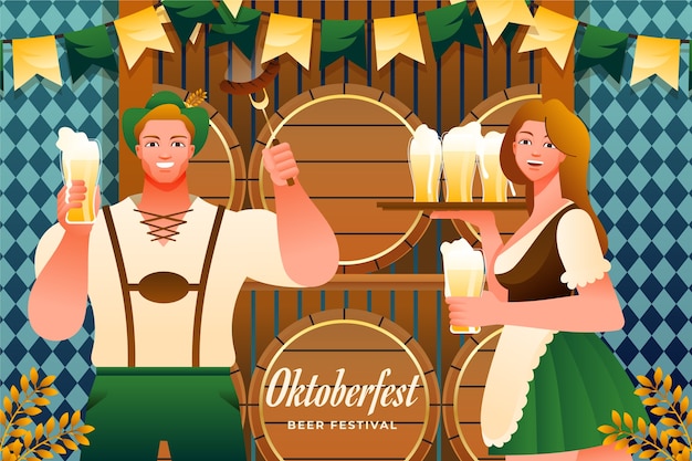 Bezpłatny wektor płaska ilustracja na festiwal oktoberfest