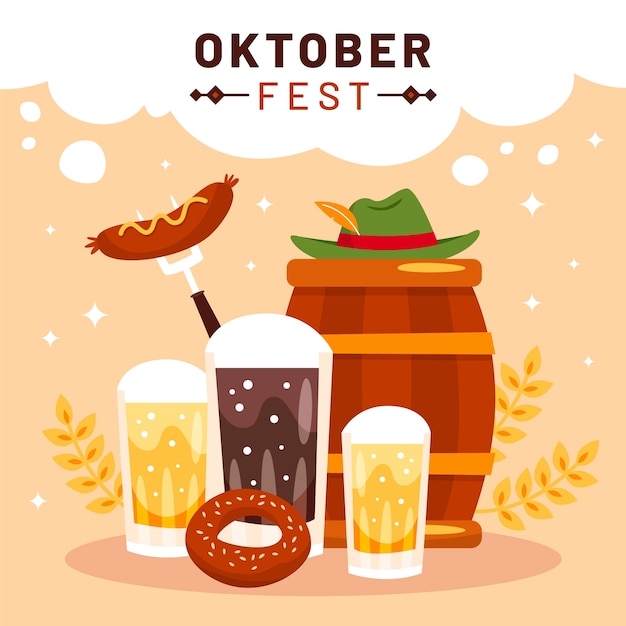 Płaska Ilustracja Na Festiwal Oktoberfest