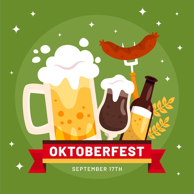 Płaska Ilustracja Na Festiwal Oktoberfest