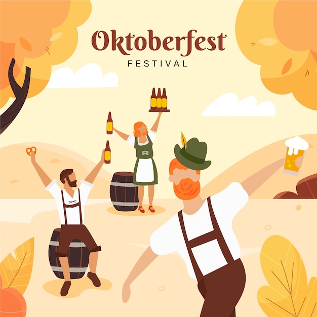 Płaska Ilustracja Na Festiwal Oktoberfest