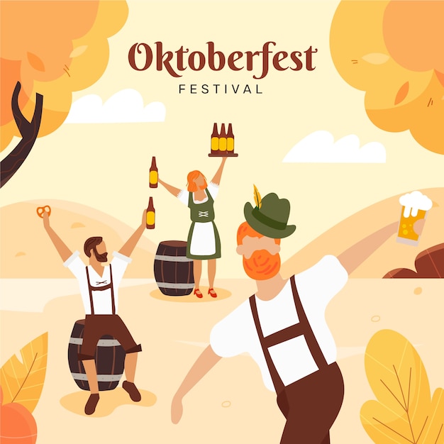 Płaska ilustracja na festiwal oktoberfest