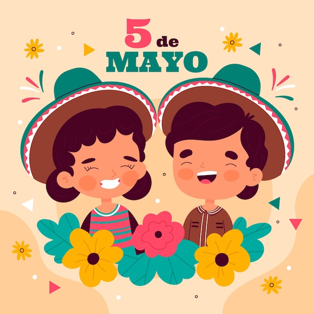 Bezpłatny wektor płaska ilustracja na obchody cinco de mayo