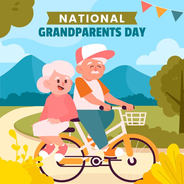 Płaska ilustracja na obchody dnia dziadków