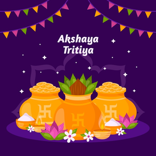Bezpłatny wektor płaska ilustracja na obchody festiwalu akshaya tritiya