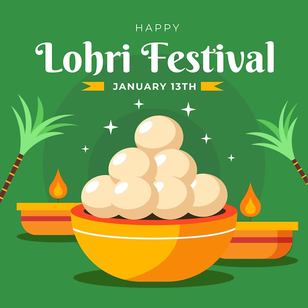 Płaska Ilustracja Na Obchody Festiwalu Lohri