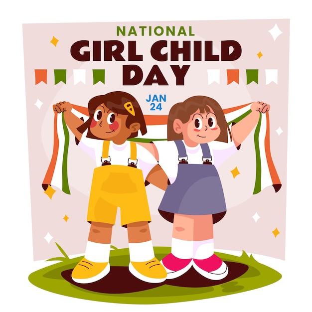 Bezpłatny wektor płaska ilustracja na obchody narodowego dnia dziecka dziewczyny