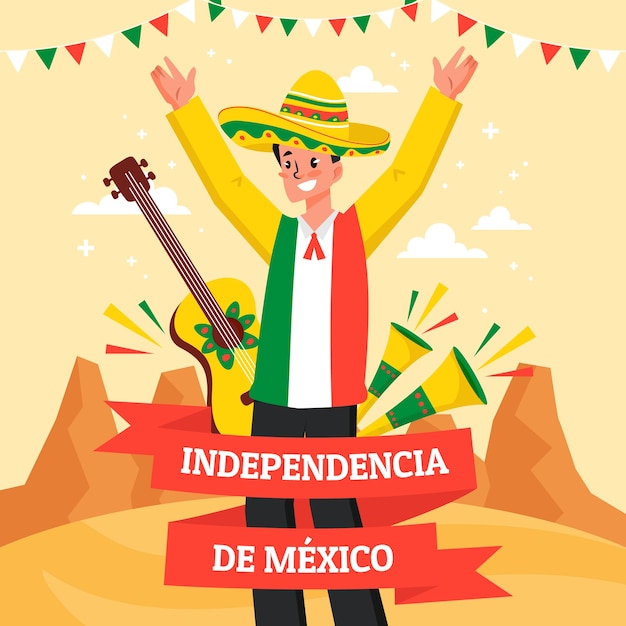 Płaska Ilustracja Na Obchody Niepodległości Meksyku