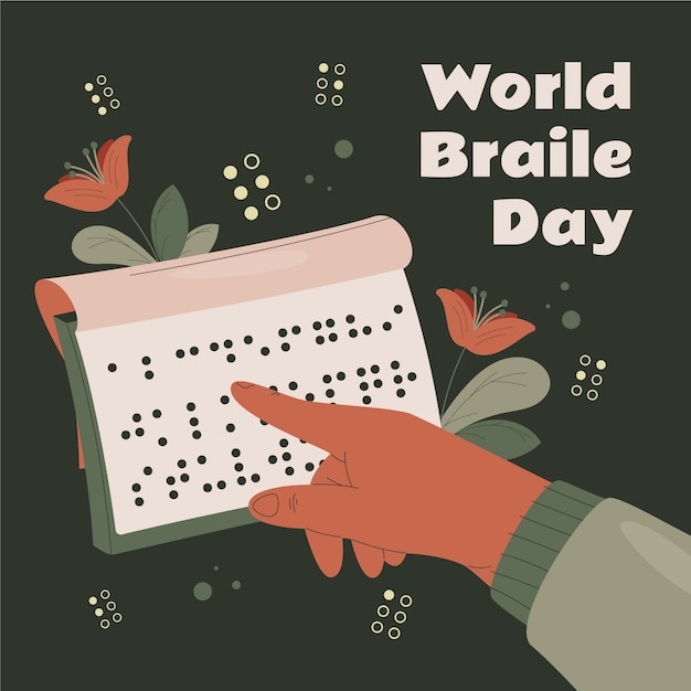 Płaska Ilustracja Na Obchody światowego Dnia Braille'a
