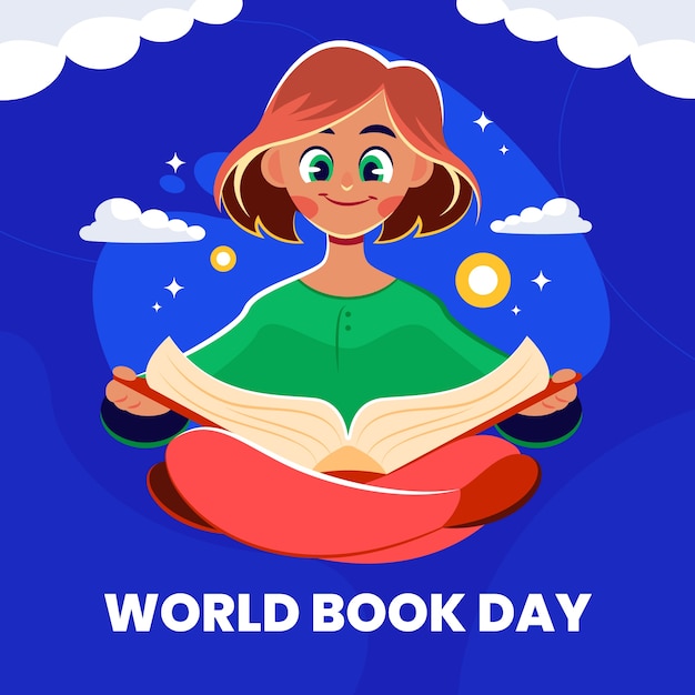 Bezpłatny wektor płaska ilustracja na obchody światowego dnia książki