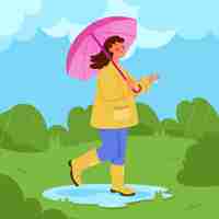 Bezpłatny wektor płaska ilustracja na sezon monsunowy