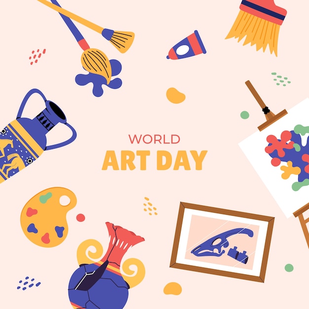 Płaska Ilustracja Na światowy Dzień Sztuki