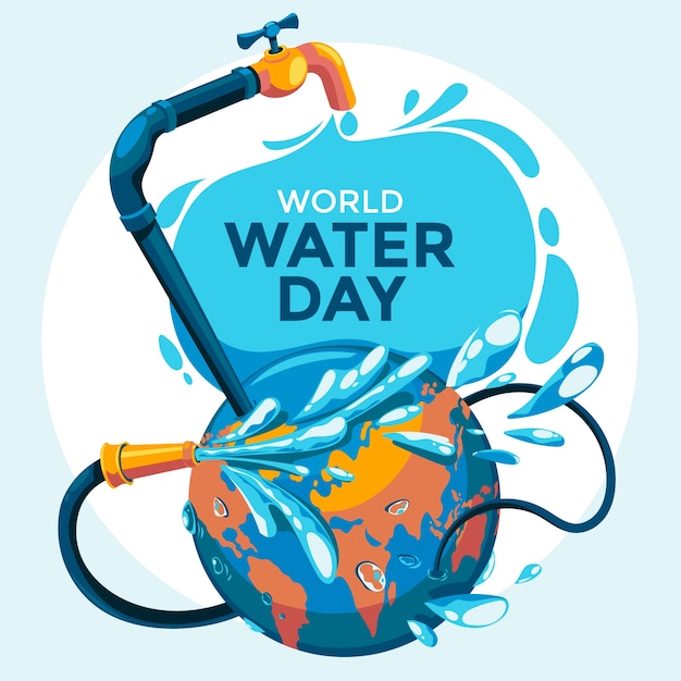Bezpłatny wektor płaska ilustracja na światowy dzień wody.