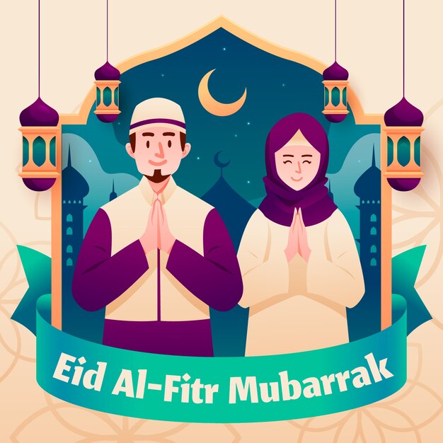 Płaska ilustracja na uroczystość hari raya idul fitri