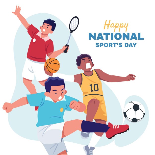 Płaska ilustracja Narodowego Dnia Sportu