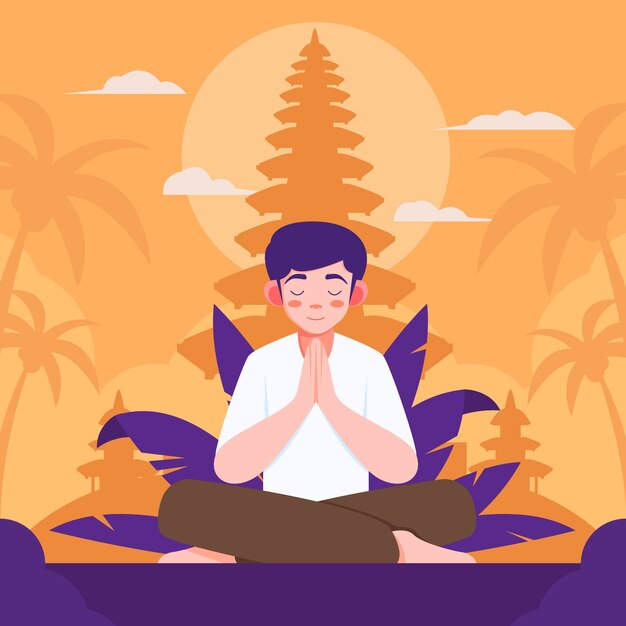 Płaska ilustracja nyepi
