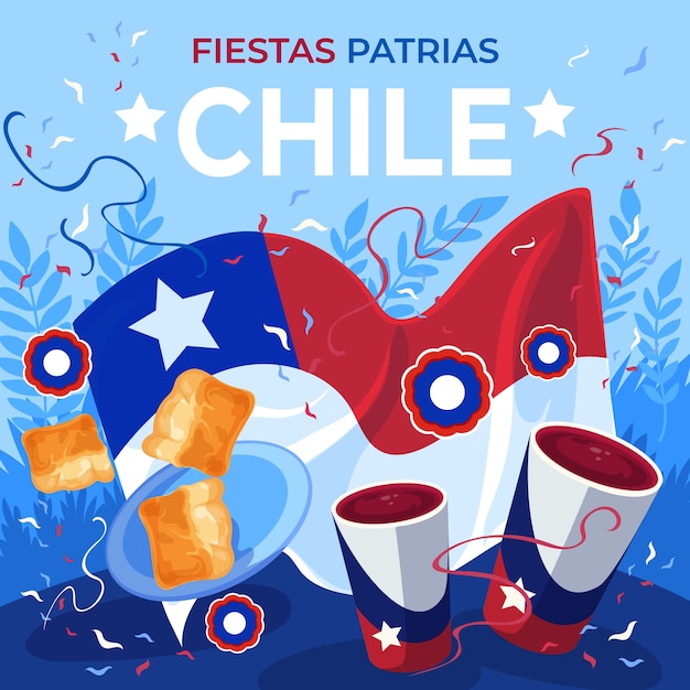 Płaska Ilustracja Obchodów Chile Fiestas Patrias