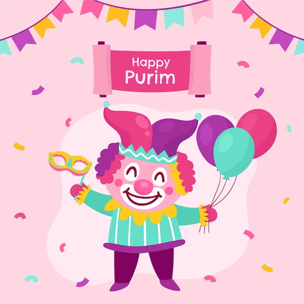 Bezpłatny wektor płaska ilustracja purim